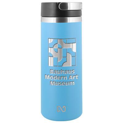 Stainless white water bottle with custom engraved imprint in 18 oz.
