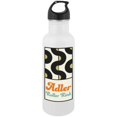 Stainless white water bottle with custom full color imprint in 24 oz.