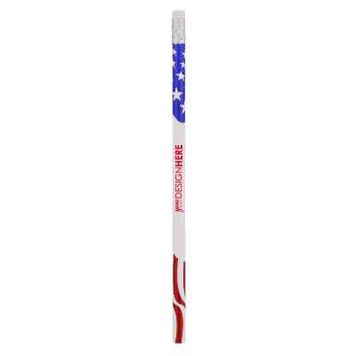 Wood american flag foil pencil with printed logo.