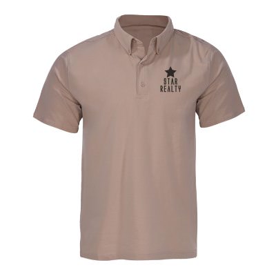 Men's stone polo with personalized imprint.