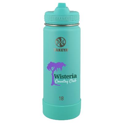 Teal stainless bottle with full color imprint.