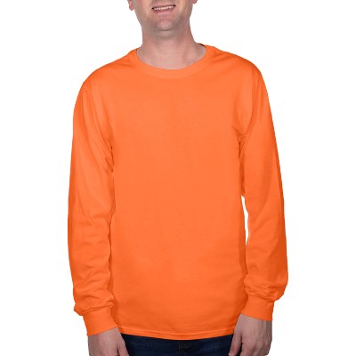 Plain safety orange long sleeve t-shirt.