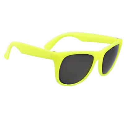 Polypropylene resin and polycarbonate neon yellow malibu sunglasses blank.