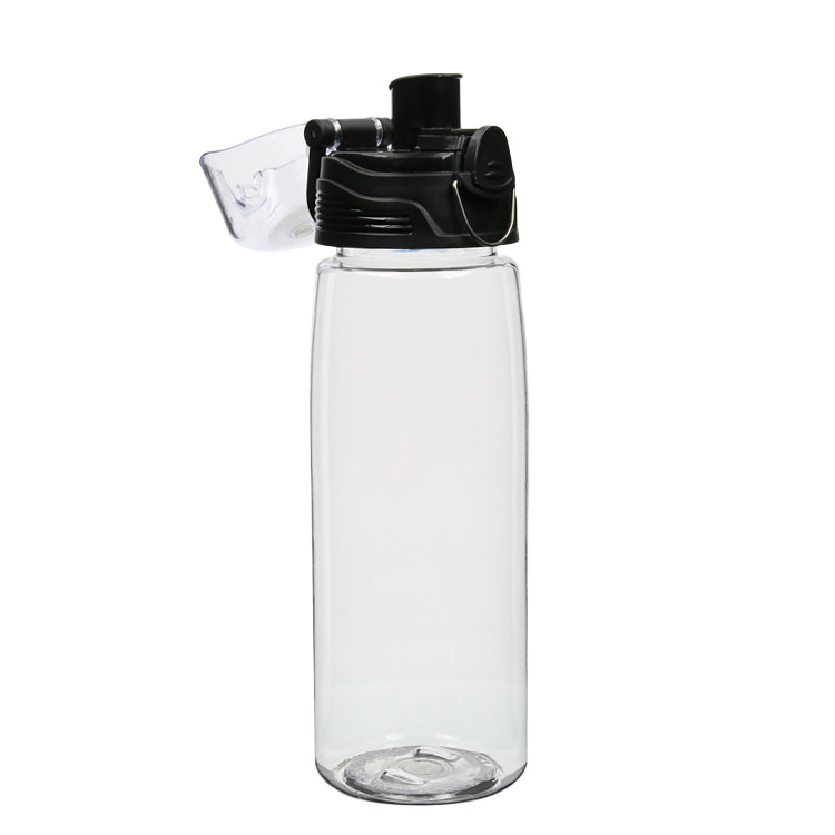 Plastic water bottle in 25 ounces.
