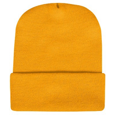 Blank knit cap in gold.