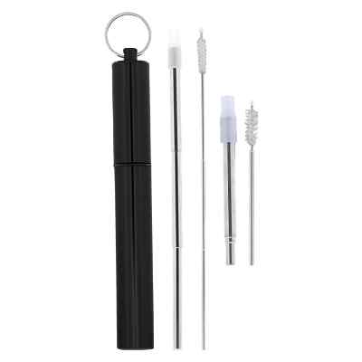 Blank expandable stainless straw with case.