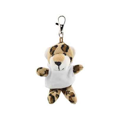 Plush and cotton white wild bunch key tag leopard blank.