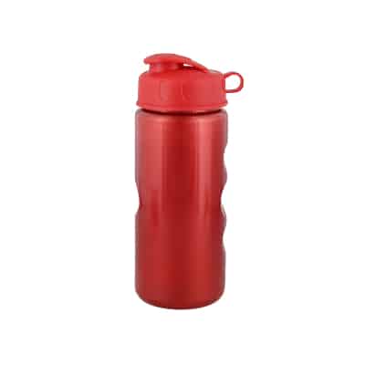 Plastic metallic red water bottle with flip top lid blank in 22 ounces.