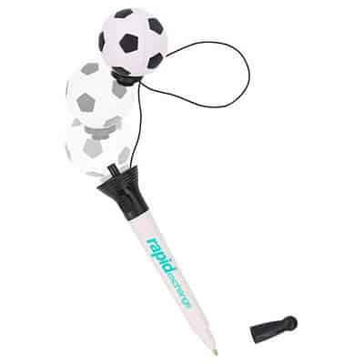 Foam and plastic popping soccer ball pen.
