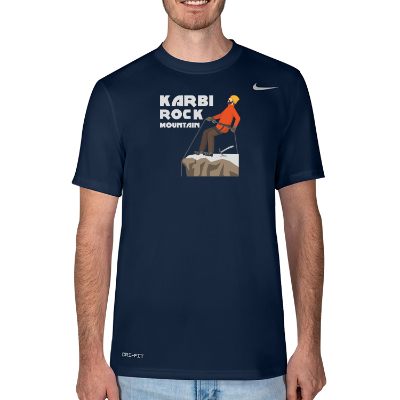 Customized full color imprint college navy short-sleeve t-shirt.