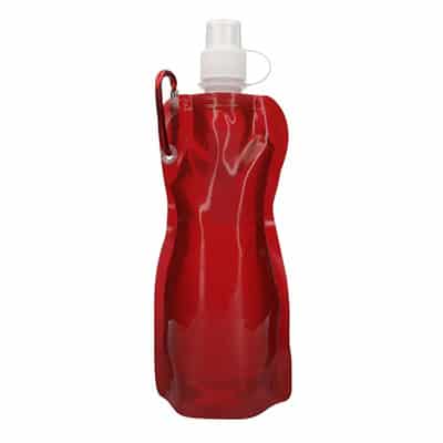 Plastic red water bottle blankt in 16 ounces.