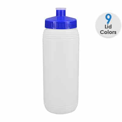 Plastic white water bottle blank and push pull lid in 16 ounces.