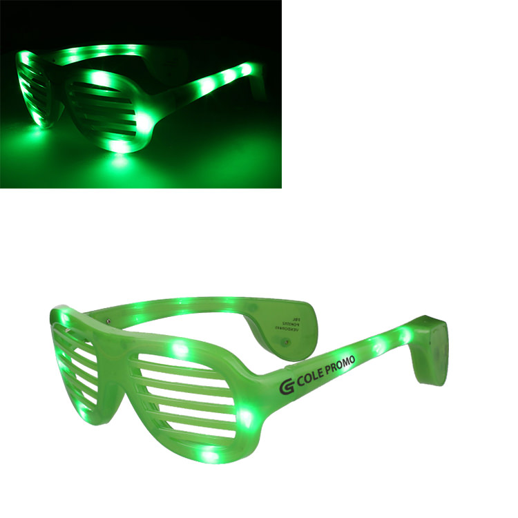 Plastic slotted light up sunglasses.