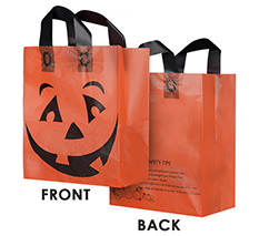 Plastic orange frosted pumpkin shopper bag blank.