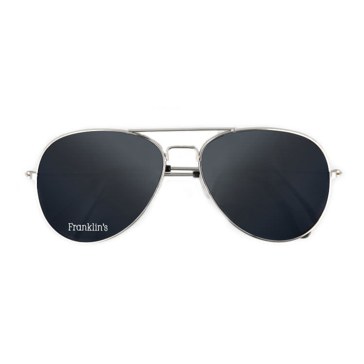 Polycarbonate and metal aviator promotional sunglasses.