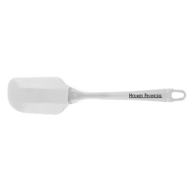 White baking spatula with custom printed logo.