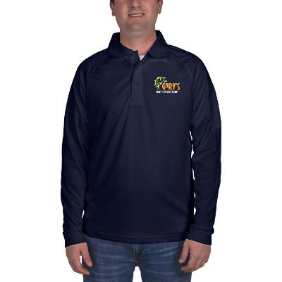 Customized embroidered navy long-sleeve tactical polo