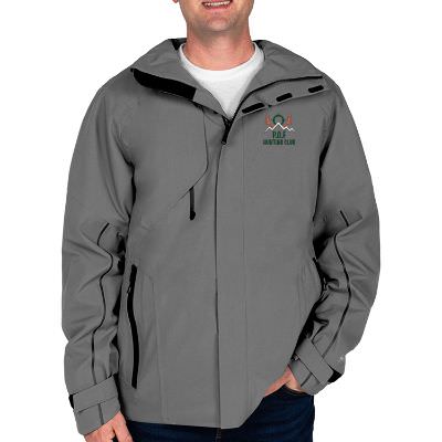 Embroidered custom gray mens insulated jacket.