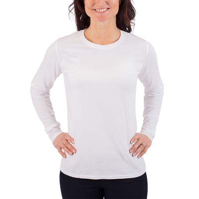 Blank white custom imprinted short sleeve shirt.