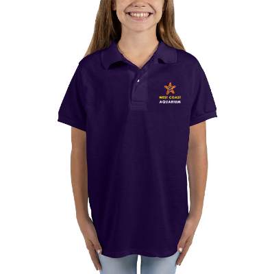Personalized embroidered purple youth jersey polo