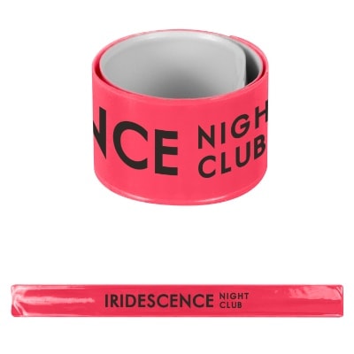 Pink PVC slap bracelet customized with your logo.