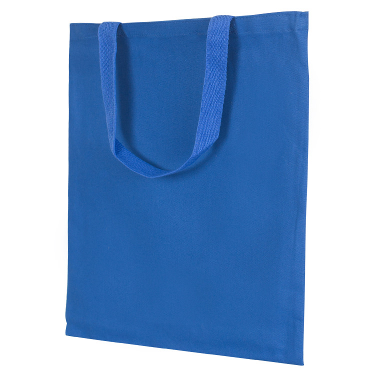 Blank cotton tote bag with self-fabric handles.