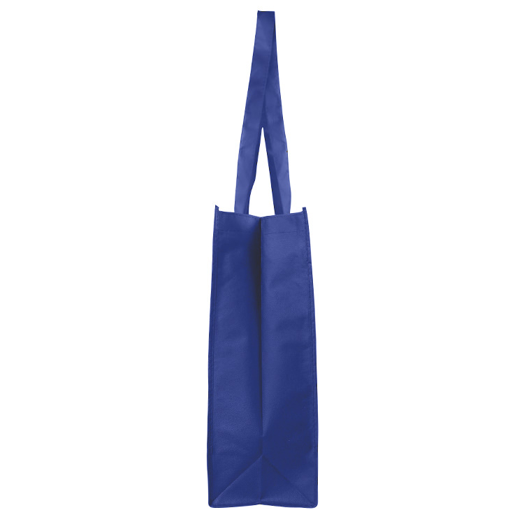 Polypropylene tote bag with 5-1/2 inch gussets and matching bottom insert.