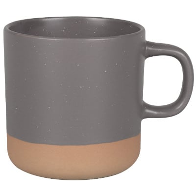 Ceramic gray coffee mug with c-handle blank in 12 ounces.