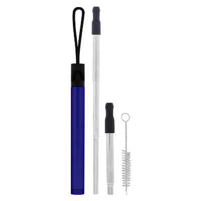 Blank stainless steel straw kit with bottle opener.