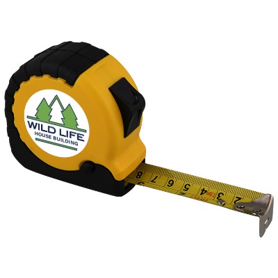 ABS plastic yellow 25 foot classic tape measure with full color personalized logo.