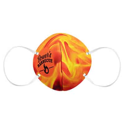 Foam fire print face mask with full-color imprint.