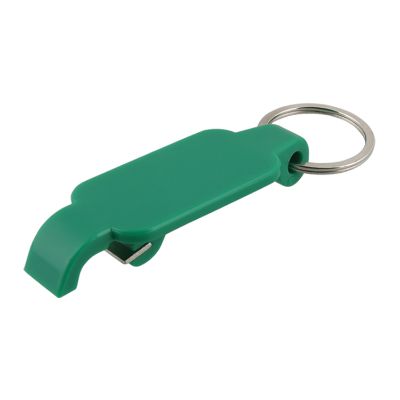 Plastic green slim keychain bottle opener blank.