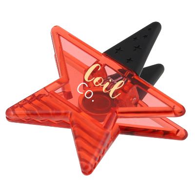 Plastic translucent red star magnetic chip clip with full color imprint.