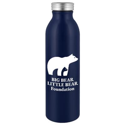 Stainless matte navy water bottle with custom imprint in 20.9 oz.