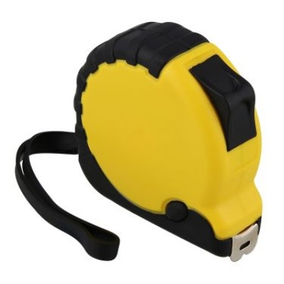 Metal and plastic yellow with black 16 foot locking tape measure blank.