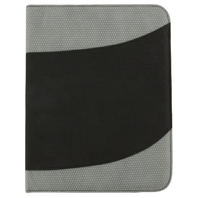 Polypropylene gray and black textured padfolio blank.