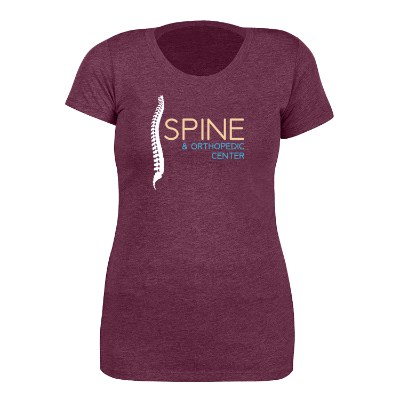 Maroon triblend personalized printed t-shirt.
