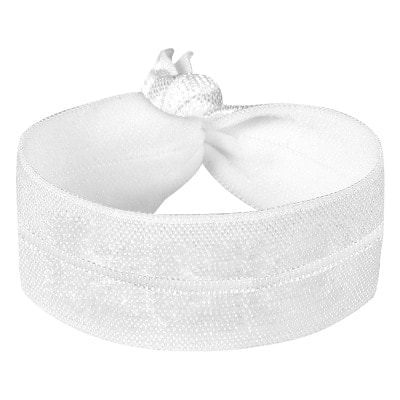 Blank white elastic fold-over wristband available with low prices.