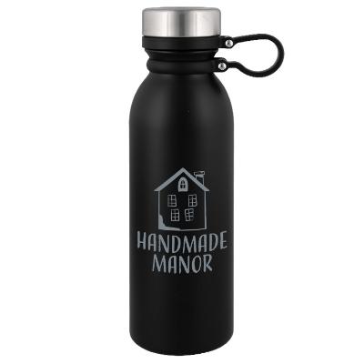 Stainless black water bottle with custom imprint in 20.9 oz.