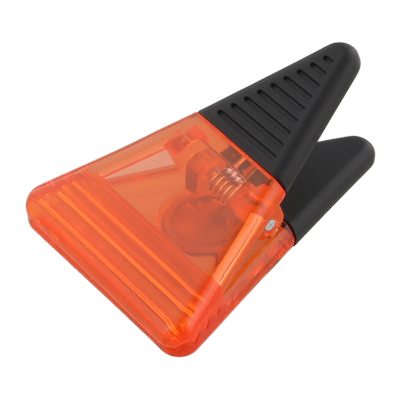 Plastic translucent orange triangle magnet clip blank.