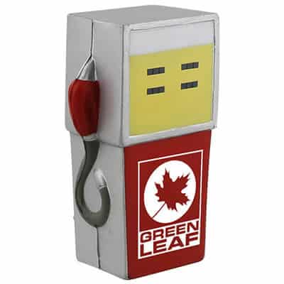 Foam classic gas pump stress reliever with personalized promo.