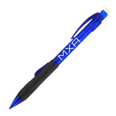 Plastic clic-matic mechanical pencil with logo.
