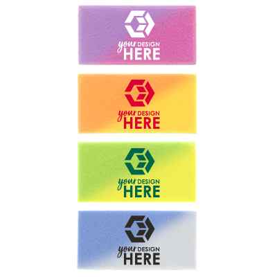 Rectangle mood eraser with custom promotional logo.