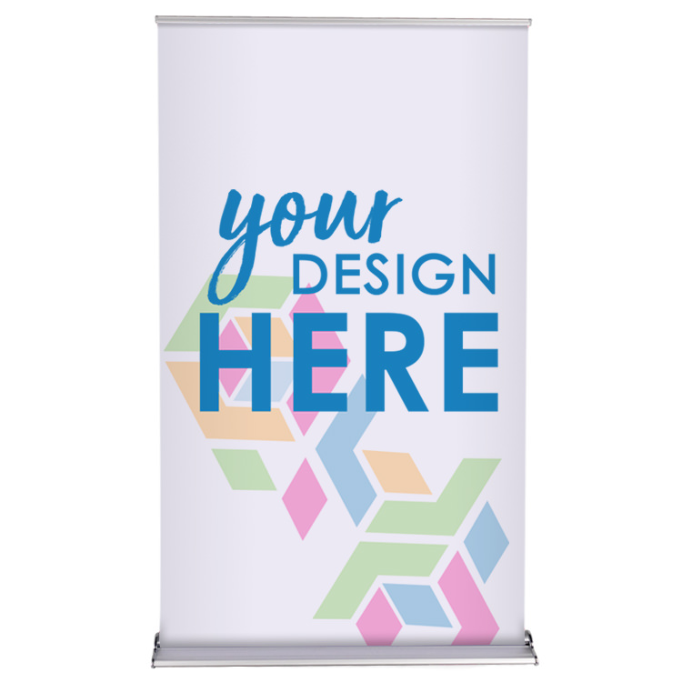 48 inch custom banner with ultra aluminum banner stand.