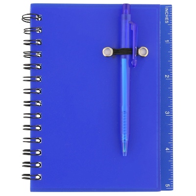Plastic frosted blue measure up notebook blank.