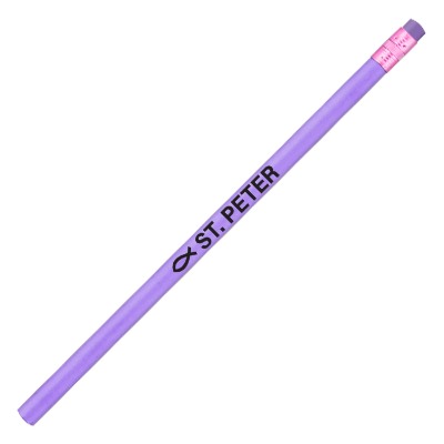 Purple pencil with purple eraser and custom logo.