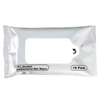 Blank 10 ct. wet wipe packet available in bulk.