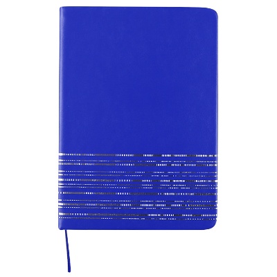 Blue geometric silver stripe notebook.