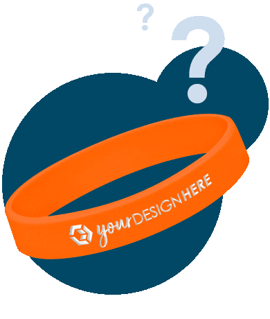 Orange wristbands for events with white imprint