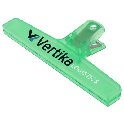 Plastic translucent green wide chip clip with full color imprint.